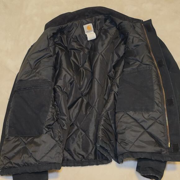 Vintage Carhartt Detroit Jacket J01 Made USA Blk Duck Quilted Lined Men’s Large - Picture 12 of 16